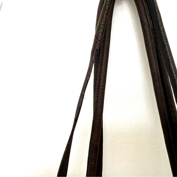 Kooba Black Leather Hobo Slouch Bag GUC Brass Rings Drawstring BIG! - Picture 6 of 15